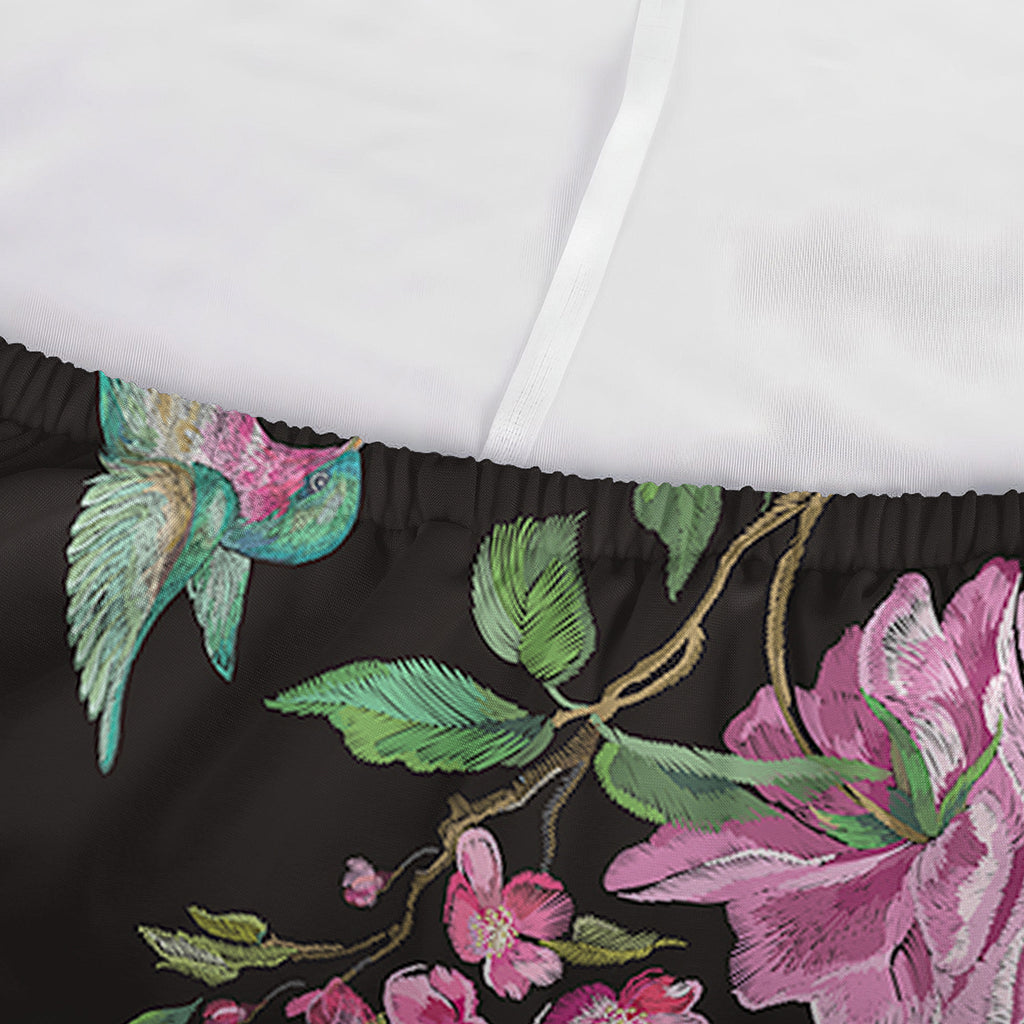 Vintage Floral Hummingbird Print Sofa Cover