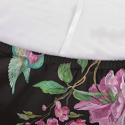 Vintage Floral Hummingbird Print Sofa Cover