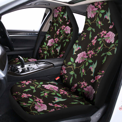 Vintage Floral Hummingbird Print Universal Fit Car Seat Covers