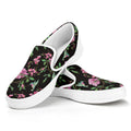 Vintage Floral Hummingbird Print White Slip On Sneakers