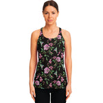Vintage Floral Hummingbird Print Women's Racerback Tank Top