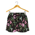 Vintage Floral Hummingbird Print Women's Shorts
