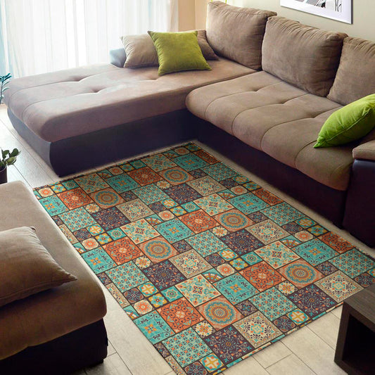 Vintage Floral Patchwork Pattern Print Area Rug