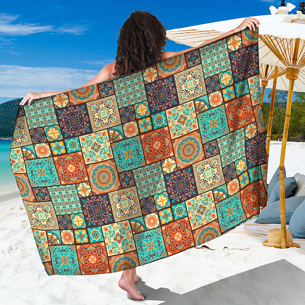 Vintage Floral Patchwork Pattern Print Beach Sarong Wrap
