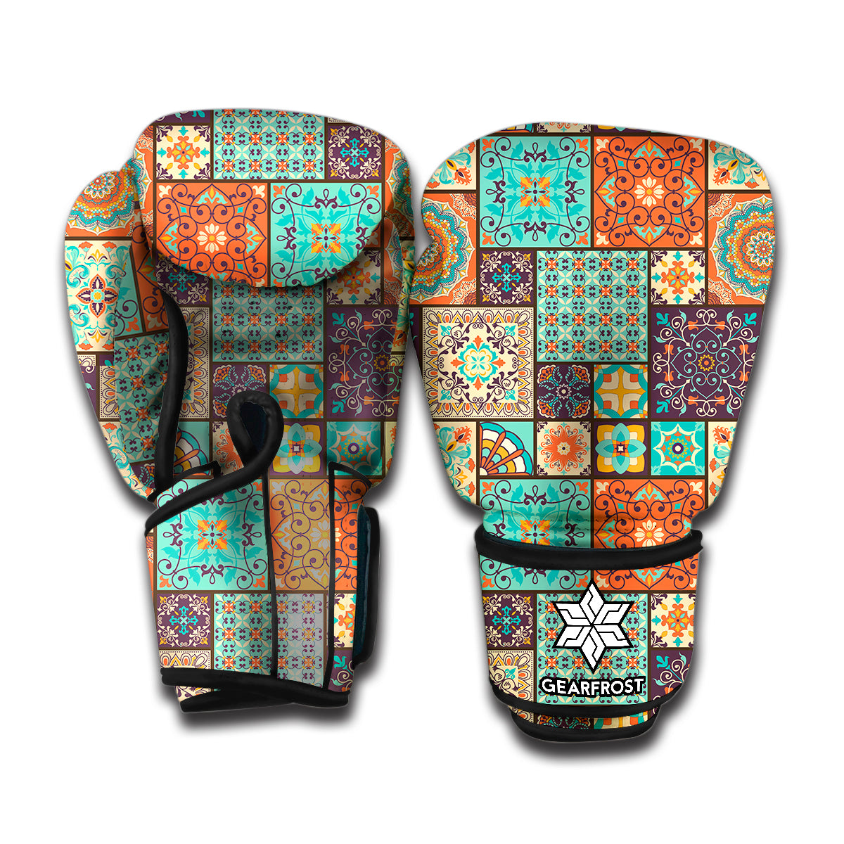 Vintage Floral Patchwork Pattern Print Boxing Gloves