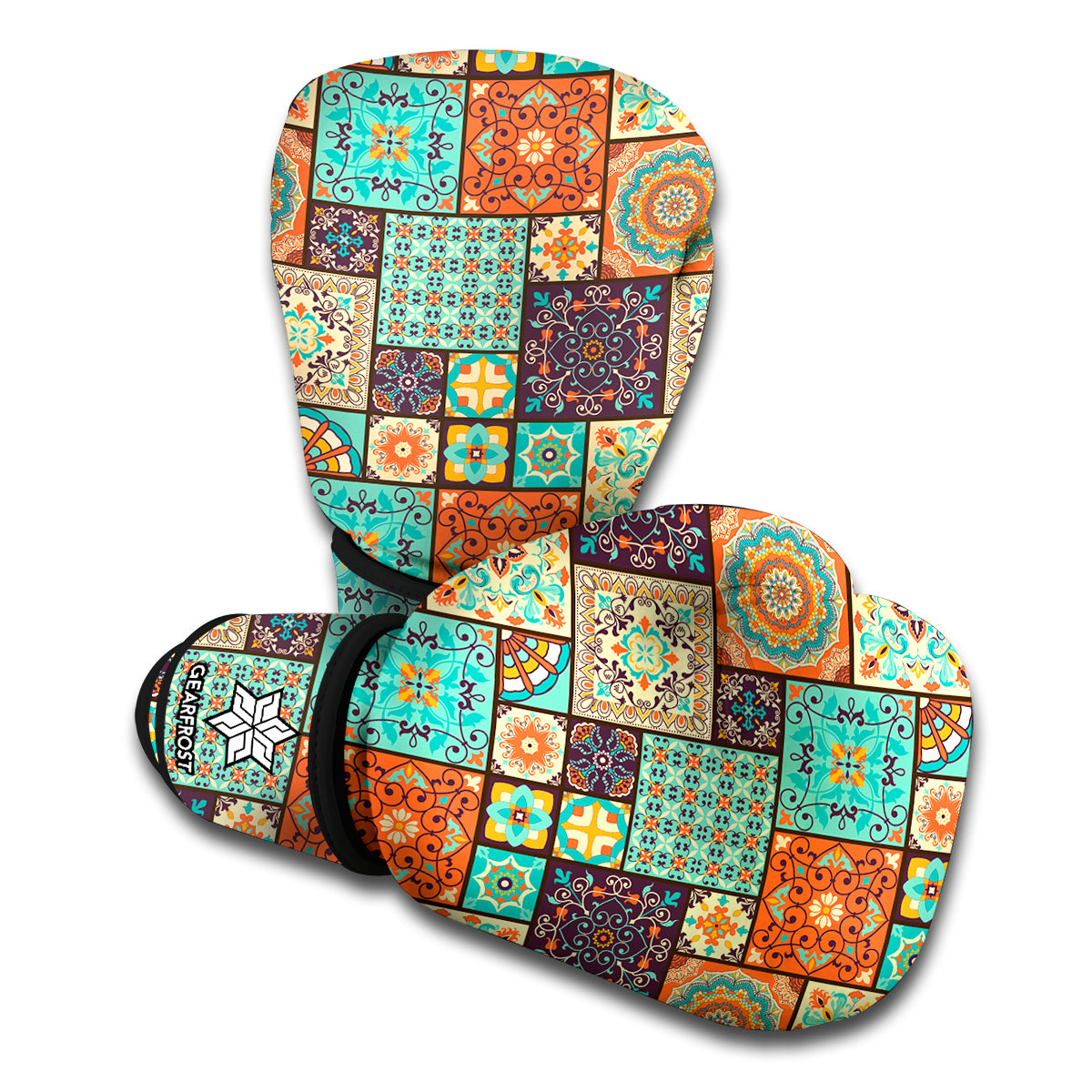 Vintage Floral Patchwork Pattern Print Boxing Gloves
