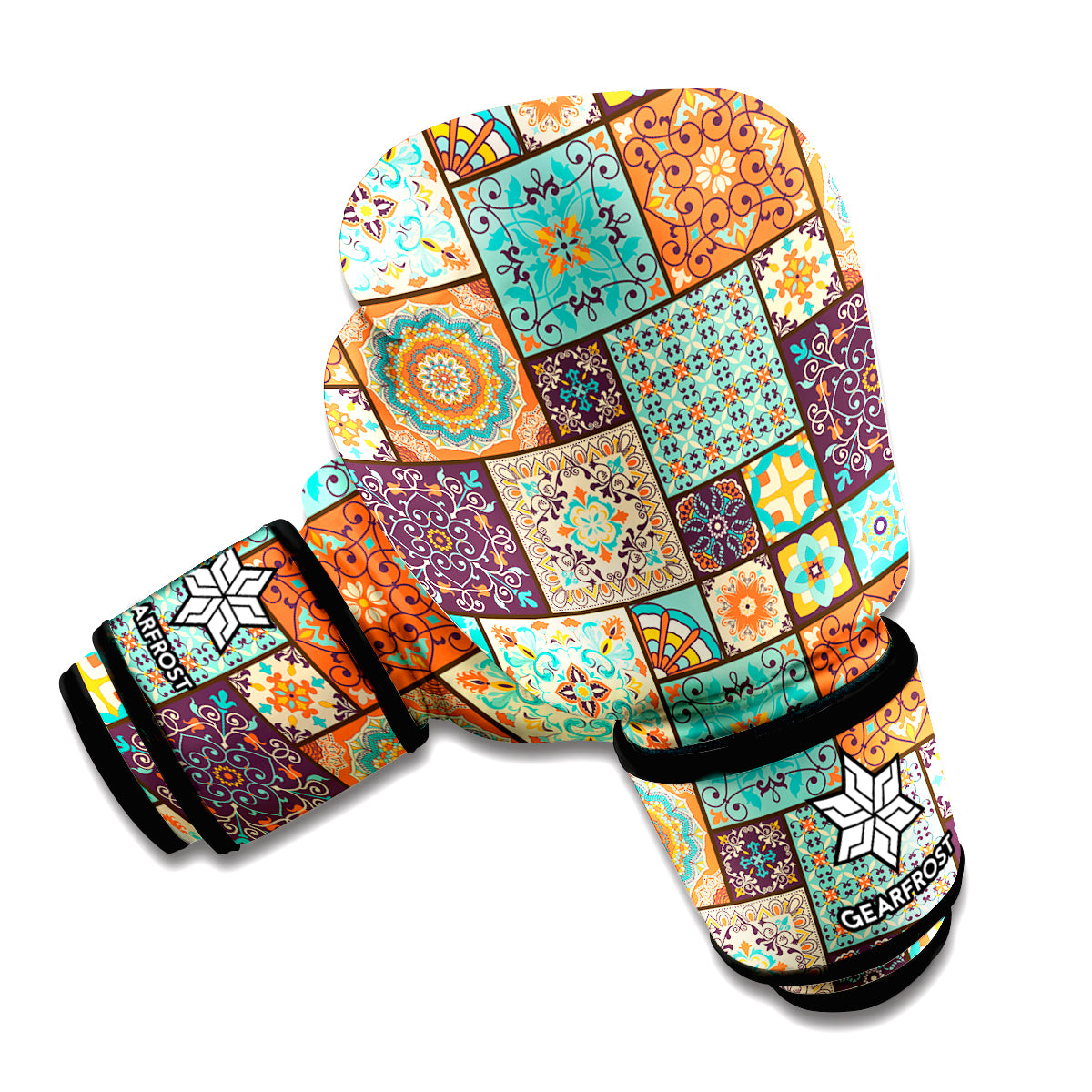 Vintage Floral Patchwork Pattern Print Boxing Gloves