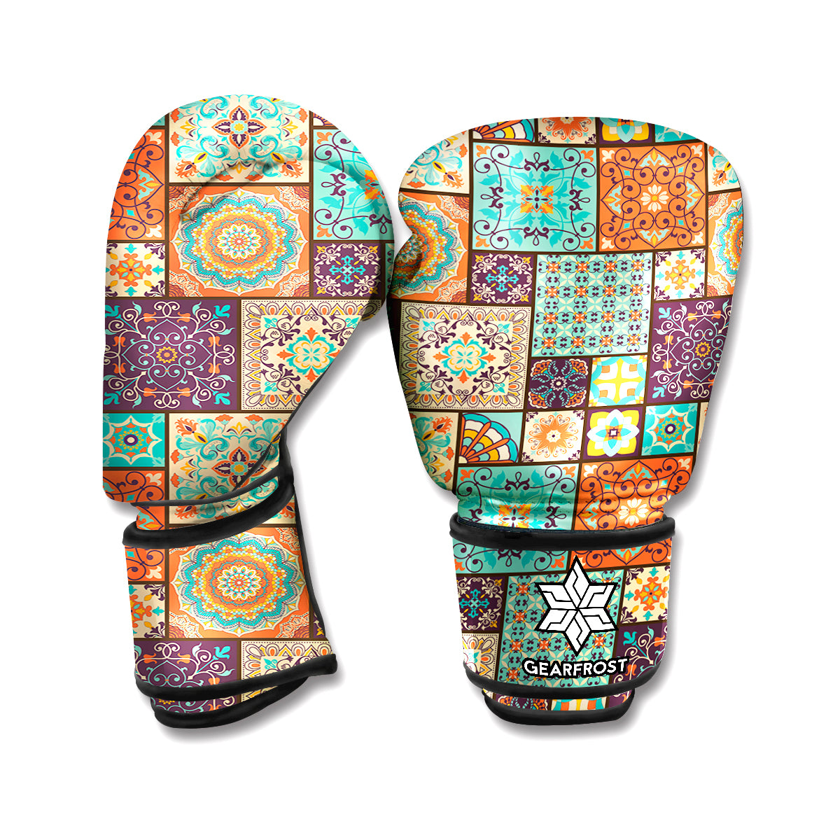 Vintage Floral Patchwork Pattern Print Boxing Gloves