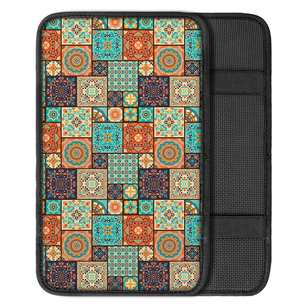 Vintage Floral Patchwork Pattern Print Car Center Console Cover