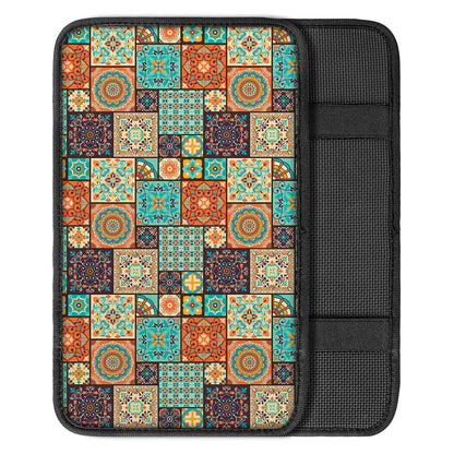 Vintage Floral Patchwork Pattern Print Car Center Console Cover