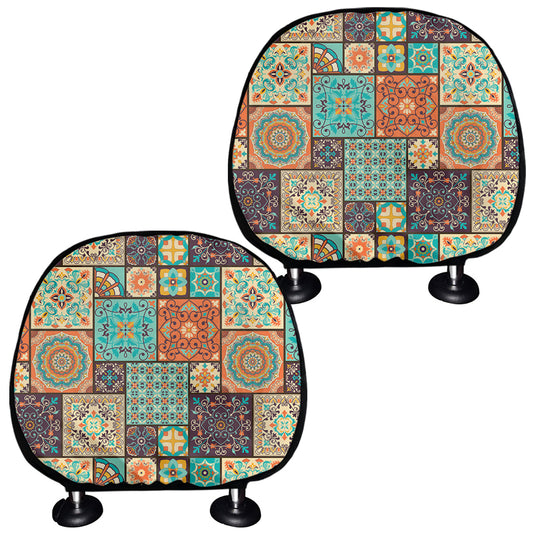 Vintage Floral Patchwork Pattern Print Car Headrest Covers