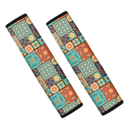 Vintage Floral Patchwork Pattern Print Car Seat Belt Covers