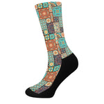 Vintage Floral Patchwork Pattern Print Crew Socks