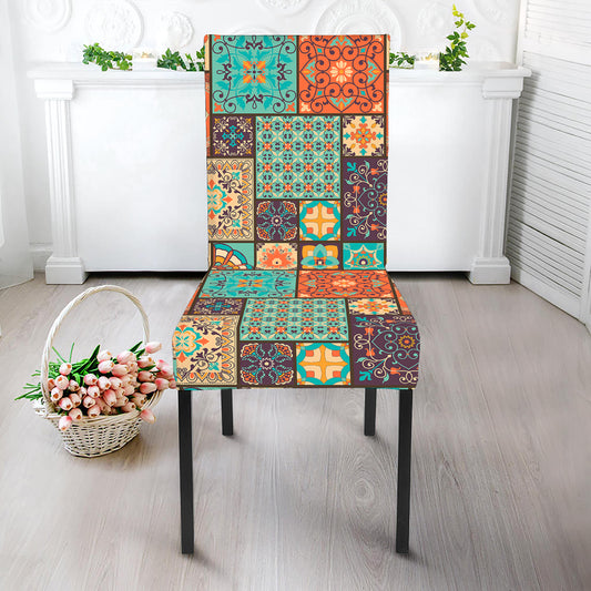 Vintage Floral Patchwork Pattern Print Dining Chair Slipcover
