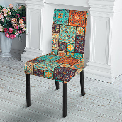 Vintage Floral Patchwork Pattern Print Dining Chair Slipcover