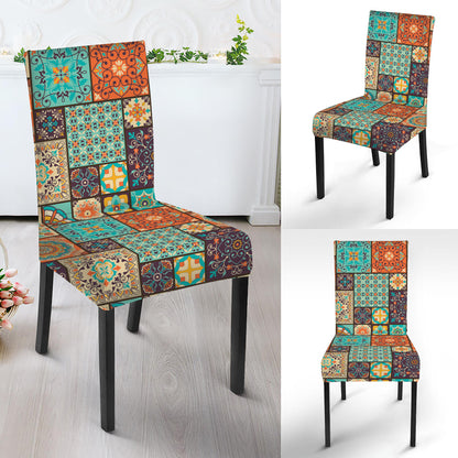 Vintage Floral Patchwork Pattern Print Dining Chair Slipcover