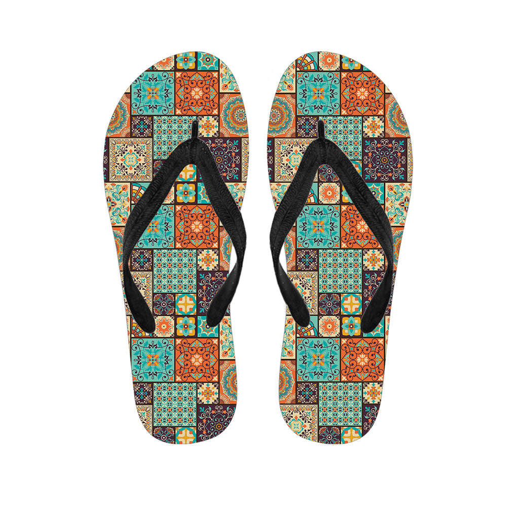 Vintage Floral Patchwork Pattern Print Flip Flops