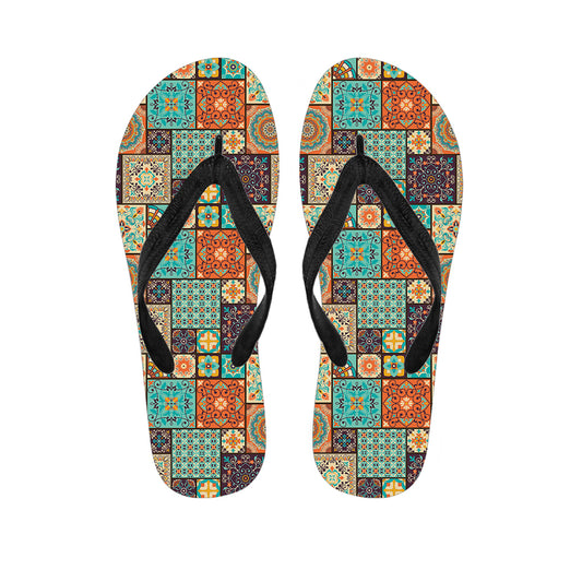 Vintage Floral Patchwork Pattern Print Flip Flops