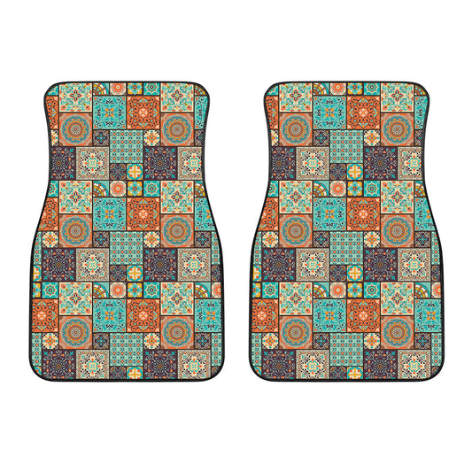 Vintage Floral Patchwork Pattern Print Front Car Floor Mats