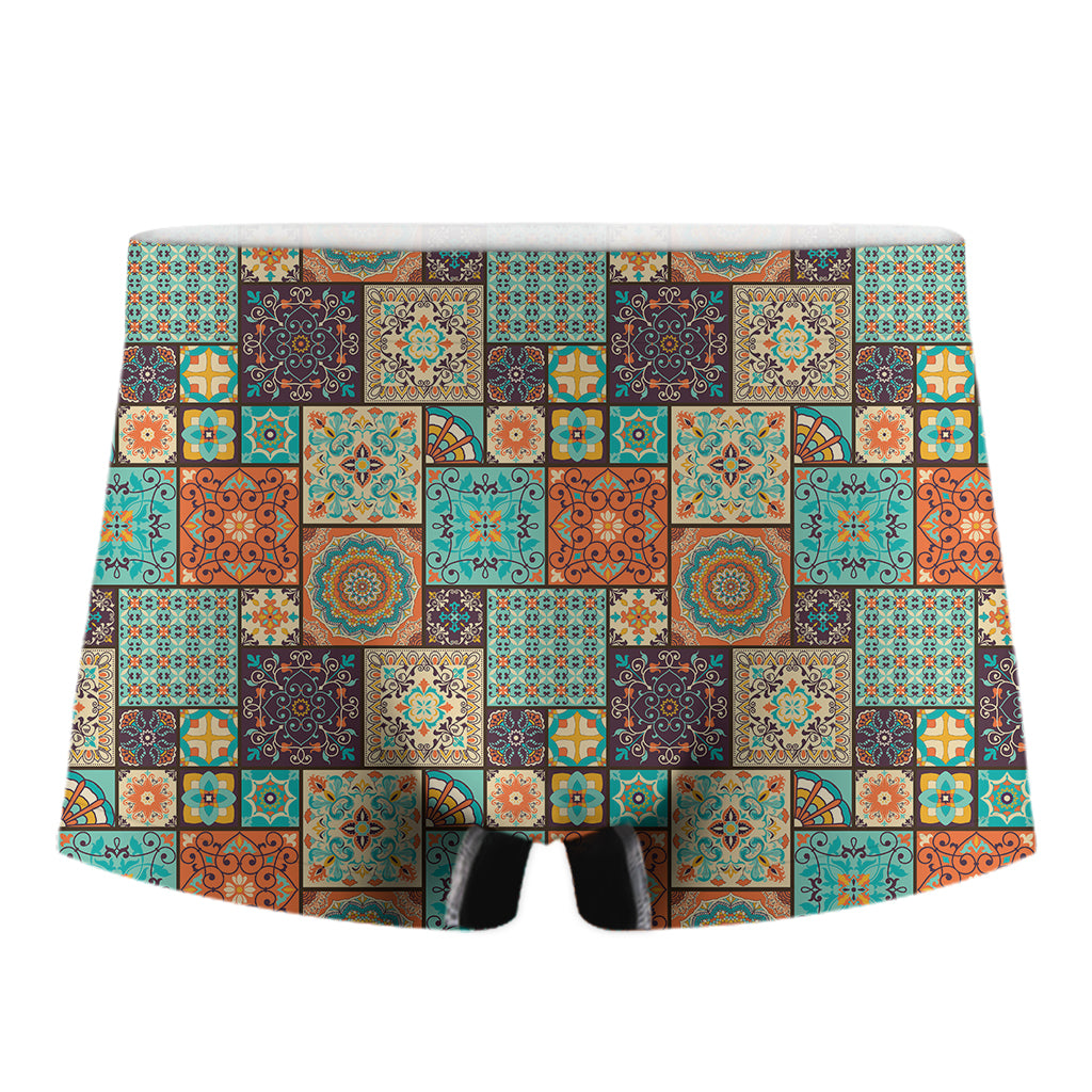 Vintage Floral Patchwork Pattern Print Men's Boxer Briefs