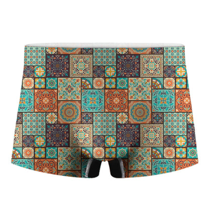 Vintage Floral Patchwork Pattern Print Men's Boxer Briefs