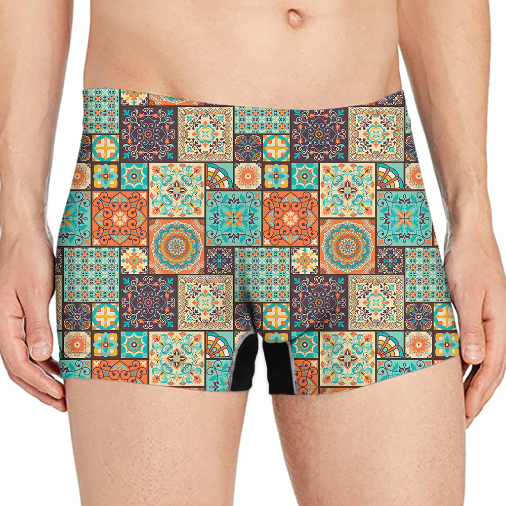 Vintage Floral Patchwork Pattern Print Men's Boxer Briefs