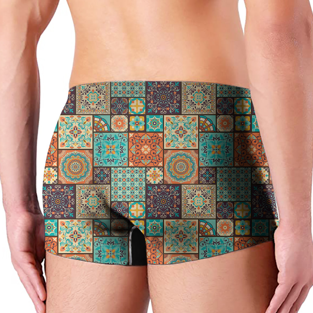Vintage Floral Patchwork Pattern Print Men's Boxer Briefs