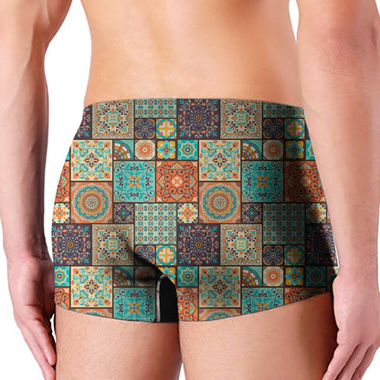 Vintage Floral Patchwork Pattern Print Men's Boxer Briefs