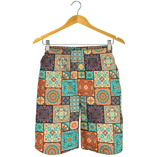 Vintage Floral Patchwork Pattern Print Men's Shorts