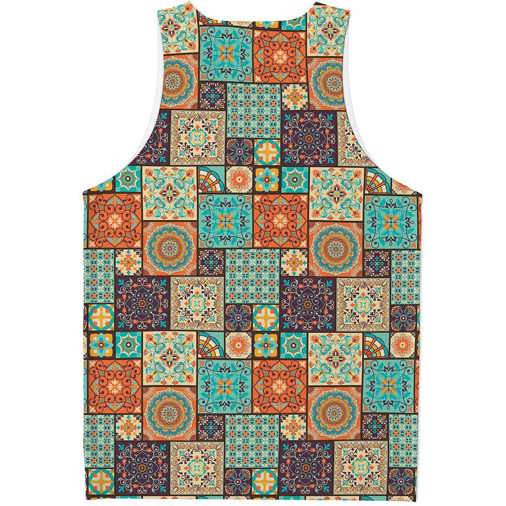 Vintage Floral Patchwork Pattern Print Men's Tank Top