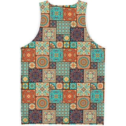 Vintage Floral Patchwork Pattern Print Men's Tank Top