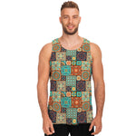 Vintage Floral Patchwork Pattern Print Men's Tank Top