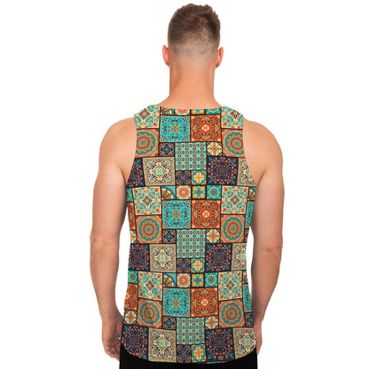 Vintage Floral Patchwork Pattern Print Men's Tank Top