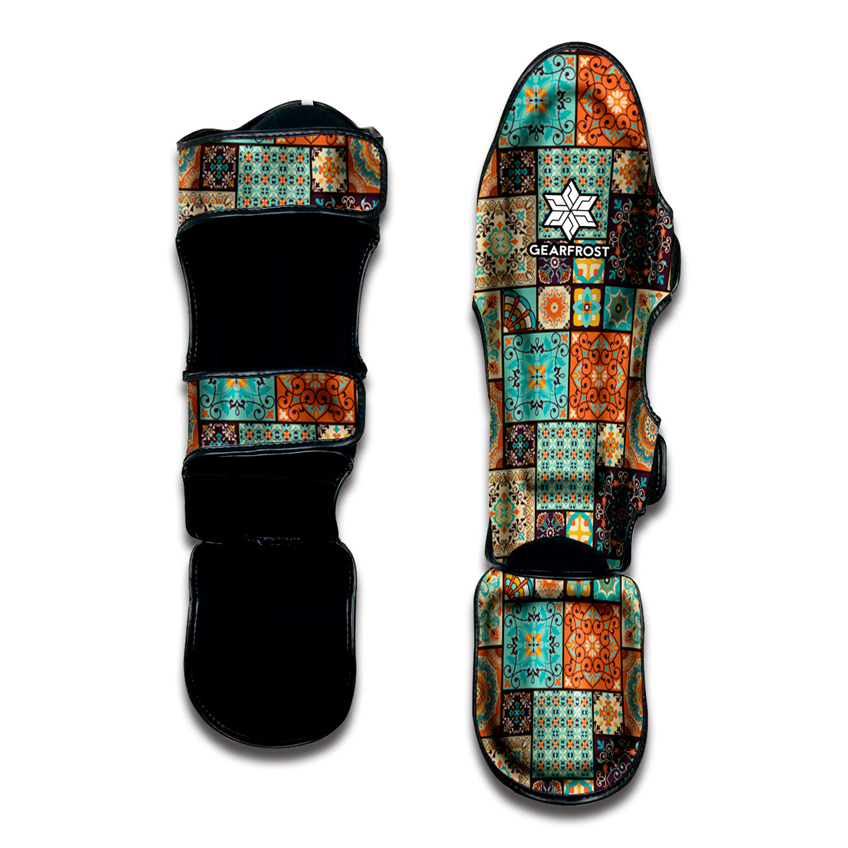Vintage Floral Patchwork Pattern Print Muay Thai Shin Guard