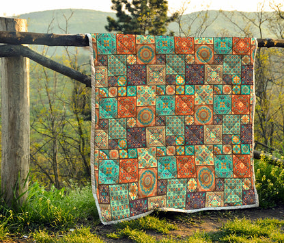 Vintage Floral Patchwork Pattern Print Quilt