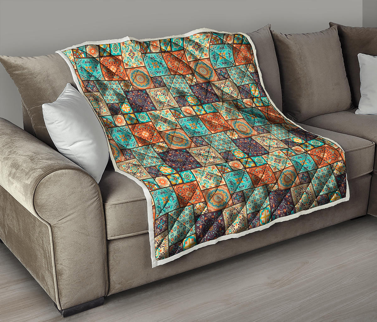 Vintage Floral Patchwork Pattern Print Quilt