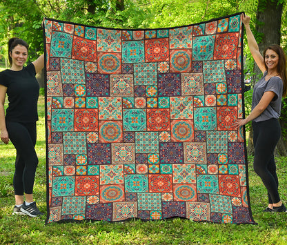 Vintage Floral Patchwork Pattern Print Quilt
