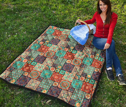 Vintage Floral Patchwork Pattern Print Quilt