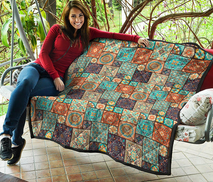 Vintage Floral Patchwork Pattern Print Quilt