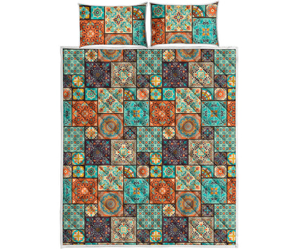 Vintage Floral Patchwork Pattern Print Quilt Bed Set