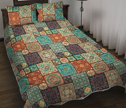 Vintage Floral Patchwork Pattern Print Quilt Bed Set