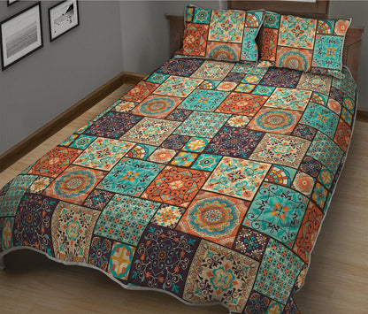 Vintage Floral Patchwork Pattern Print Quilt Bed Set