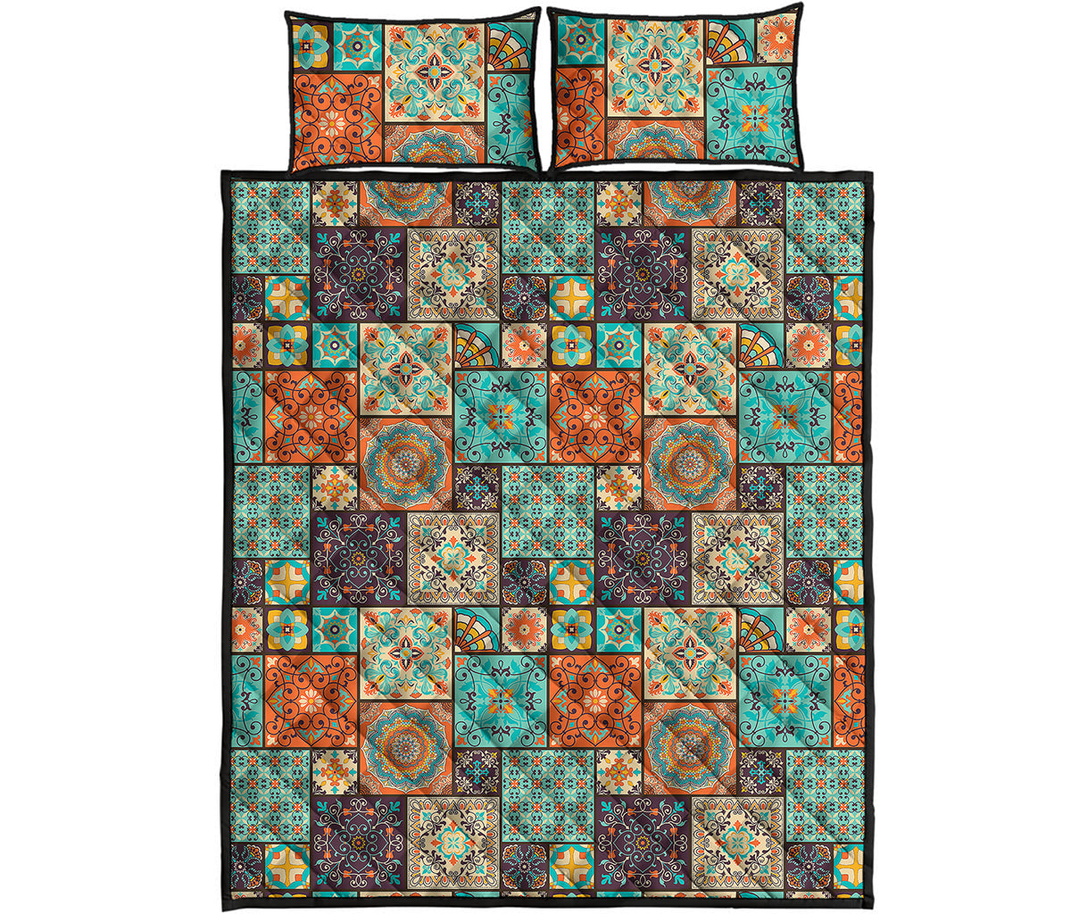 Vintage Floral Patchwork Pattern Print Quilt Bed Set