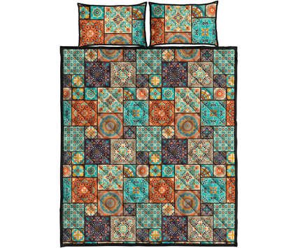 Vintage Floral Patchwork Pattern Print Quilt Bed Set