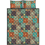 Vintage Floral Patchwork Pattern Print Quilt Bed Set