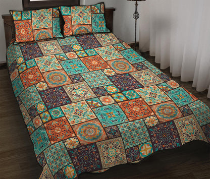 Vintage Floral Patchwork Pattern Print Quilt Bed Set