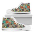 Vintage Floral Patchwork Pattern Print White High Top Sneakers