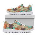 Vintage Floral Patchwork Pattern Print White Running Shoes