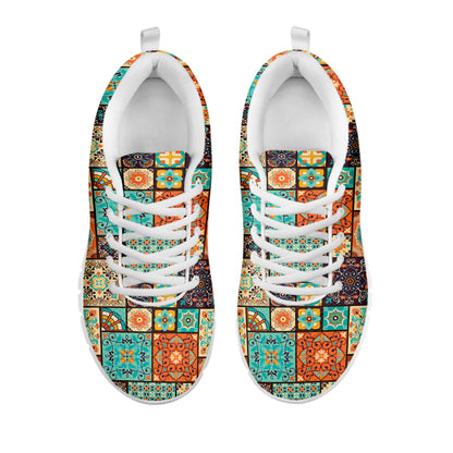 Vintage Floral Patchwork Pattern Print White Sneakers