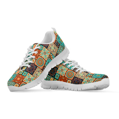 Vintage Floral Patchwork Pattern Print White Sneakers